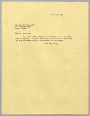 [Letter from I. H. Kempner to Dr. Marceli Dobrzynski, July 16, 1952]