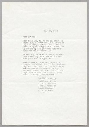[Letter from Ballinger Mills, May 22, 1952]
