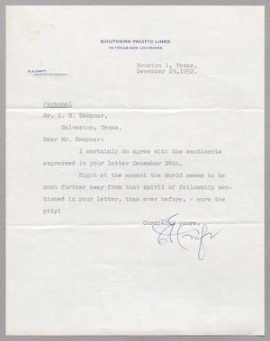 [Letter from E. A. Craft to I. H. Kempner, December 29, 1952]