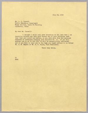 [Letter from I. H. Kempner to L. J. Cassell, July 22, 1952]