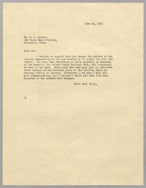 [Letter from I. H. Kempner to L. J. Cassell, June 21, 1952]