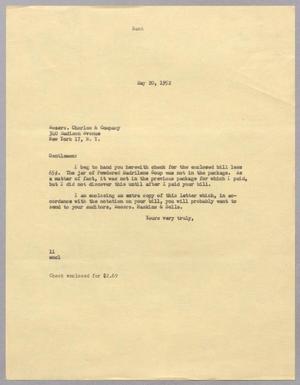 [Letter from I. H. Kempner to Charles & Company, May 20, 1952]