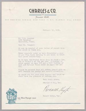 [Letter from Charles & Company to I. H. Kempner, February 12, 1952]