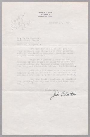 [Letter from James D. Claitor to I. H. Kempner, January 23, 1952]