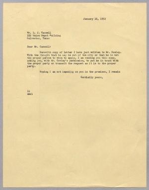 [Letter from I. H. Kempner to L. J. Cassell, January 16, 1952]