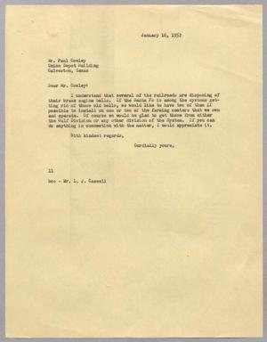 [Letter from I. H. Kempner to Paul Cowley, January 16, 1952]
