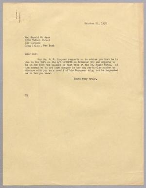 Primary view of object titled '[Letter from I. H. Kempner to Harold G. Aron, October 24, 1952]'.