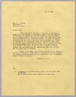 [Letter from I. H. Kempner to W. J. Aicklen, July 5, 1952]