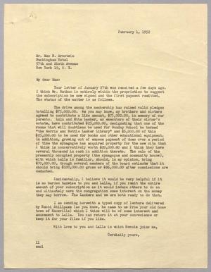 [Letter from I. H. Kempner to Max B. Arnstein, February 1, 1952]