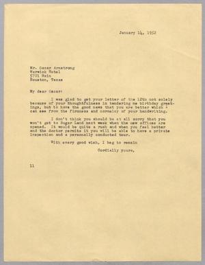 [Letter from I. H. Kempner to Oscar Armstrong, January 14, 1952]