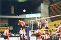 Primary view of Volleyball player Heather Willis and teammates