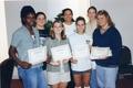 Photograph: Volleyball team members recognized for maintaining a GPA of 3,0 or hi…