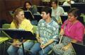 Thumbnail image of item number 1 in: 'Baytown Symphony Orchestra rehearsal with Lee College students, Jennifer Riggs (left), David Ferris (middle) and Shannon Leigh,'.