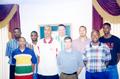 Thumbnail image of item number 1 in: 'Basketball team members recognized for academic achievement, from left, Glen Garvin, Mario Petry, Lionel Brown, Gerald Bryce, Wes Bruner, coach Roy Champagne, Eric Meche, Tyrone Logan and Markeithon Mitchell'.