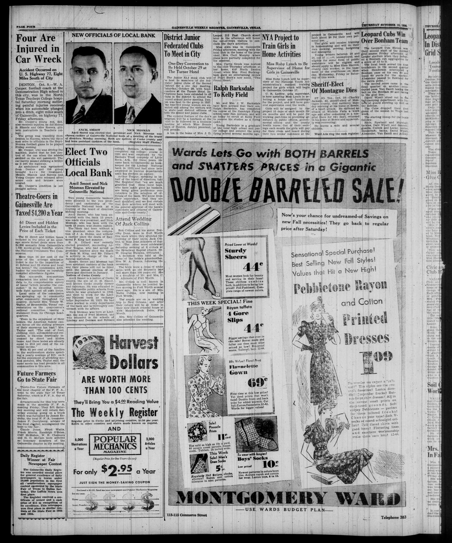 Gainesville Weekly Register and Messenger (Gainesville, Tex.), Vol. 57, No. 37, Ed. 1 Thursday, October 13, 1938
                                                
                                                    [Sequence #]: 4 of 8
                                                