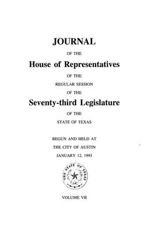Primary view of object titled 'Journal of the House of Representatives of the Regular Session of the Seventy-Third Legislature of the State of Texas, Volume 7'.