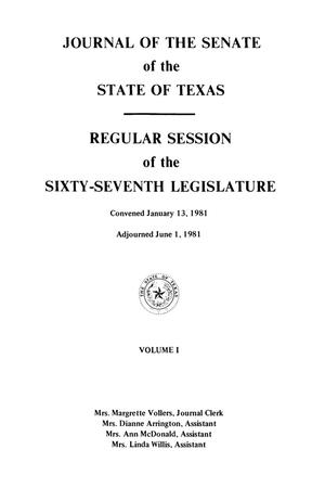 Primary view of object titled 'Journal of the Senate of the State of Texas, Regular Session of the Sixty-Seventh Legislature, Volume 1'.