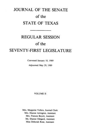 Journal of the Senate of the State of Texas, Regular Session of the Seventy-First Legislature, Volume 2