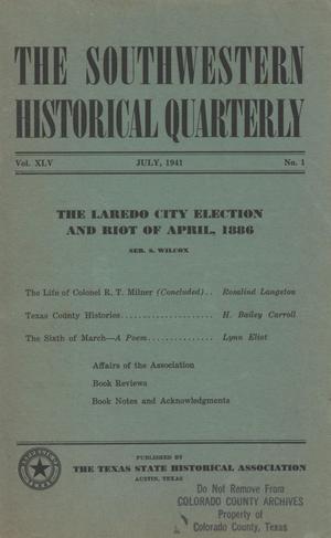 Primary view of object titled 'The Southwestern Historical Quarterly, Volume 45, July 1941 - April, 1942'.