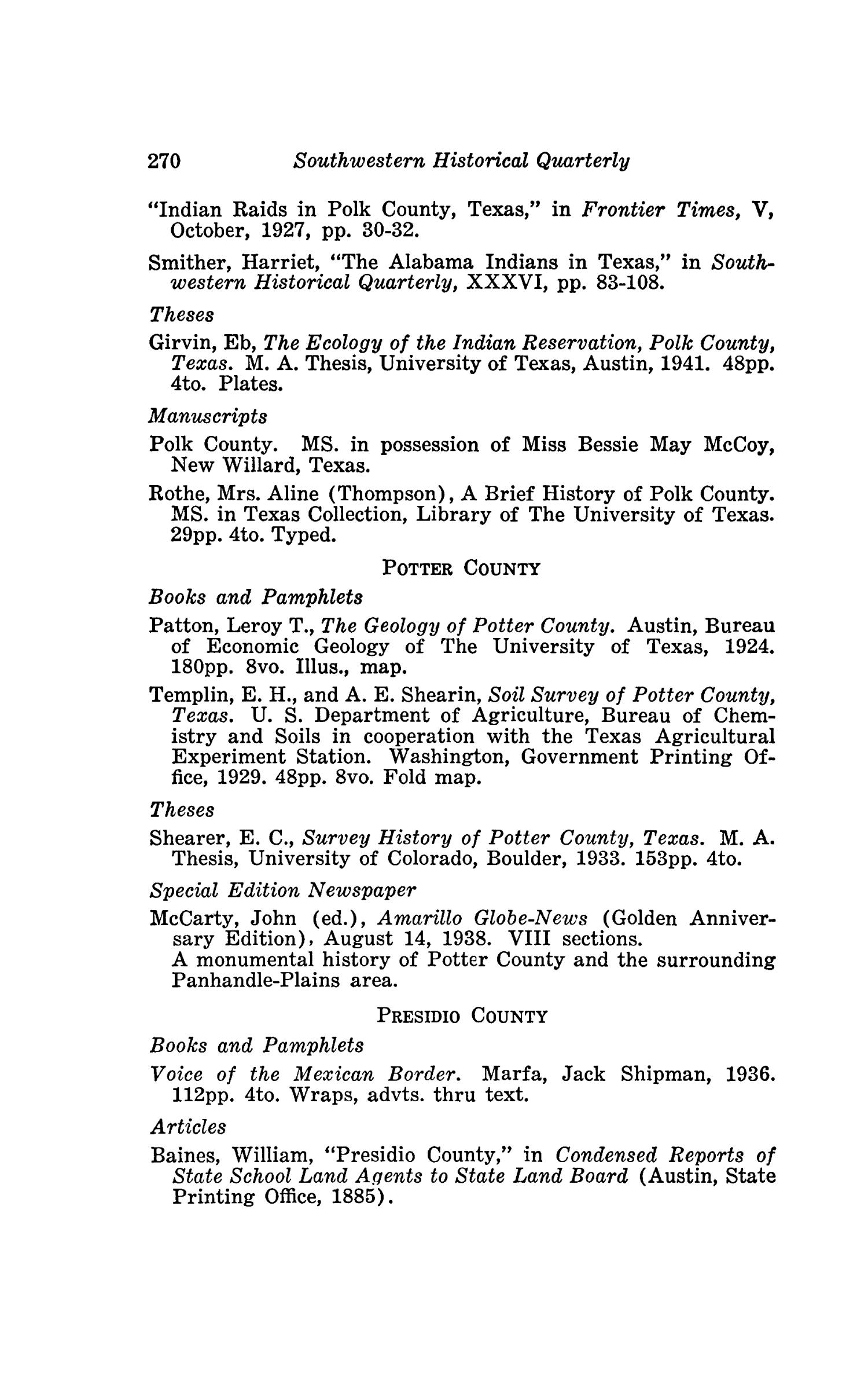 The Southwestern Historical Quarterly, Volume 45, July 1941 - April, 1942
                                                
                                                    270
                                                