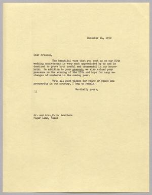 [Letter from I. H. Kempner to Mr. and Mrs. W. H. Louviere, December 24, 1952]