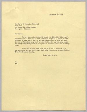 [Letter from I. H. Kempner to Leo N. Levi Memorial Hospital, November 6, 1952]