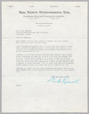 [Letter from David C. Leavell to I. H. Kempner, August 1, 1952]