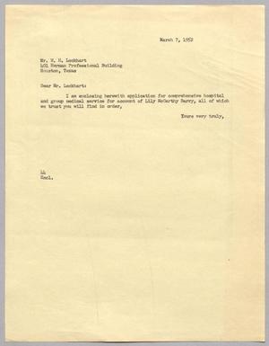 [Letter from A. H. Blackshear, Jr. to W. H. Lockhart, March 7, 1952]