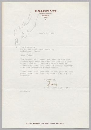 [Letter from Harry H. Levy to the Kempners, March 7, 1952]