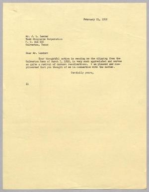 [Letter from I. H. Kempner to J. L. Lawder, February 21, 1952]