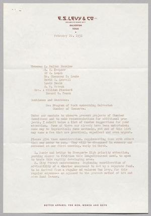 [Letter from Harry H. Levy, February 20, 1952]