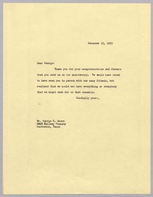 [Letter from I. H. Kempner to George G. Moore, December 23, 1952]