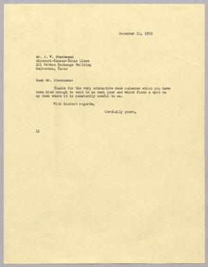 [Letter from I. H. Kempner to J. W. Stechmann, December 10, 1952]