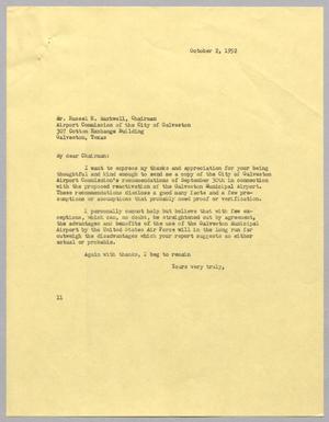 [Letter from I. H. Kempner to Russel H. Markwell, October 2, 1952]