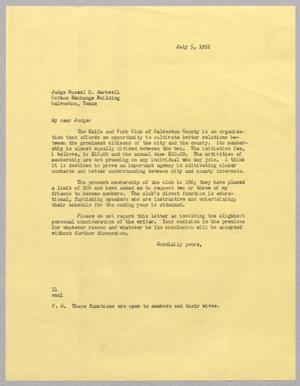 [Letter from I. H. Kempner to Russel H. Markwell, July 5, 1952]