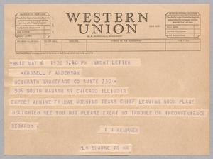 [Telegram from Isaac H. Kempner, May 6, 1952]