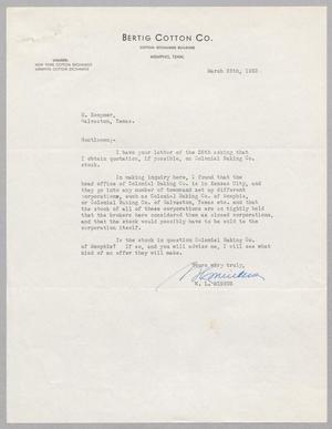 Primary view of object titled '[Letter from W. L. Minkus to I. H. Kempner, March 26, 1952]'.