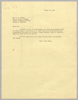 [Letter from I. H. Kempner to W. L. Minkus, March 2, 1952]
