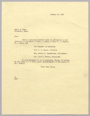[Letter from I. H. Kempner to the March of Dimes, January 19, 1952]