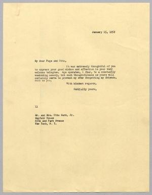 [Letter from I. H. Kempner to Page and Otto Marx, January 15, 1952]