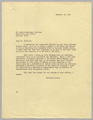[Letter from I. H. Kempner to Martin Nadelman, December 10, 1952]