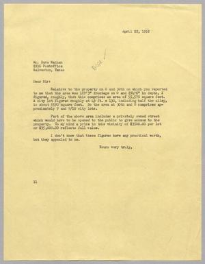 [Letter from I. H. Kempner to Dave Nathan, April 22, 1952]
