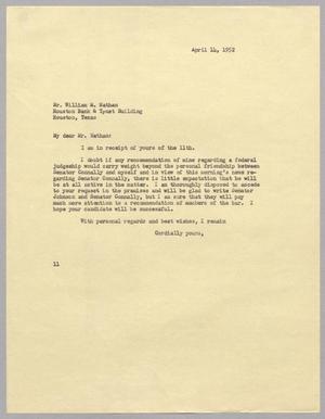 [Letter from Isaac H. Kempner to William M. Nathan, April 14, 1952]