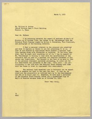 [Letter from I. H. Kempner to William M. Nathan, March 8, 1952]