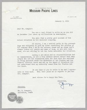 [Letter from Paul J. Neff to I. H. Kempner, January 5, 1952]