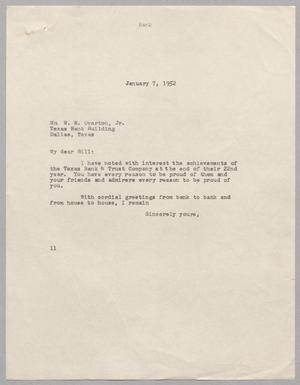 [Letter from I. H. Kempner to W. W. Overton, Jr., January 7, 1952]