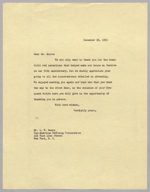 [Letter from I. H. Kempner to L. W. Moore, December 26, 1952]
