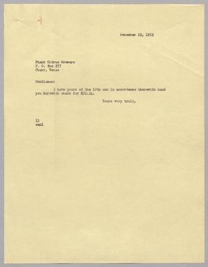 [Letter from I. H. Kempner to Pharr Citrus Growers, December 22, 1952]