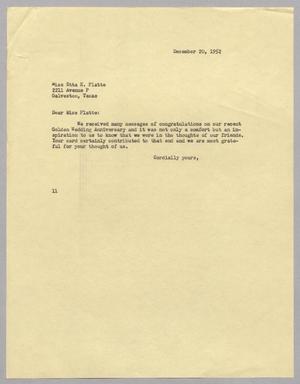 [Letter from I. H. Kempner to Etta E. Platte, December 20, 1952]