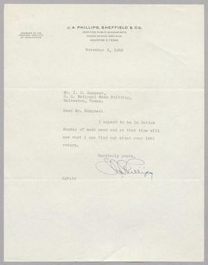 [Letter from J. A. Phillips to I. H. Kempner, November 3, 1952]